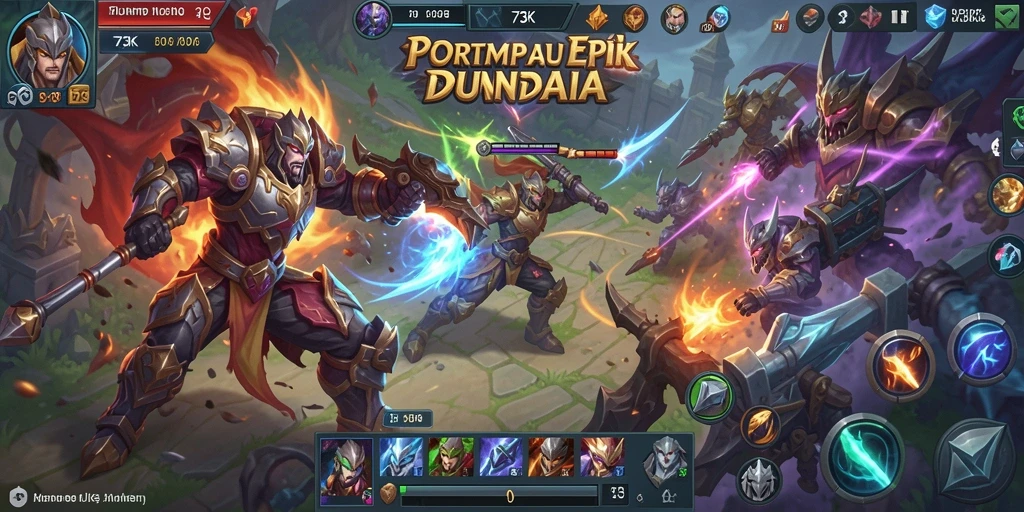 Tangkapan layar utama 73K yang menunjukkan aksi seru gameplay MOBA.