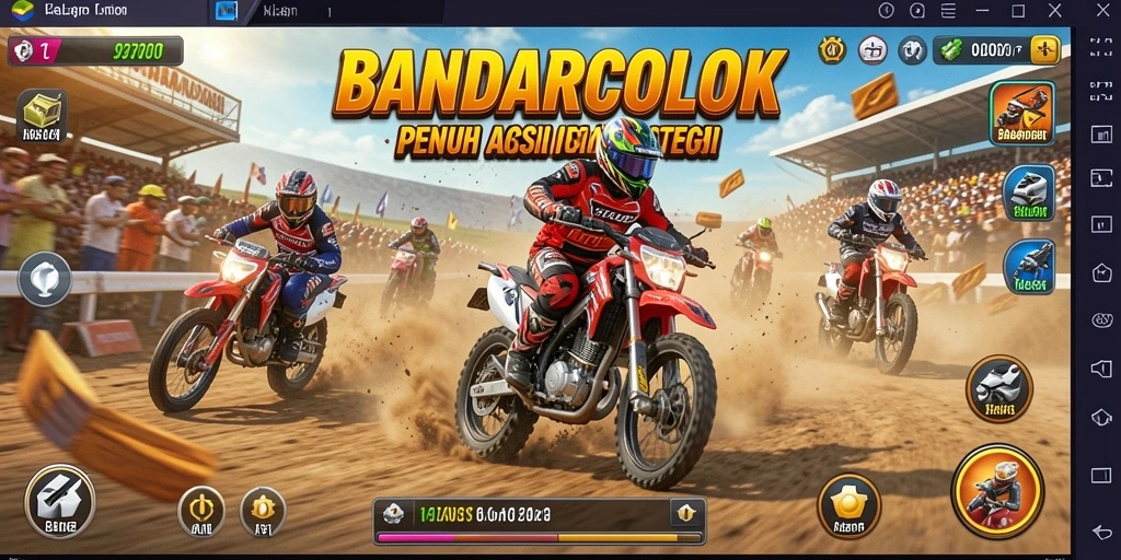 Gameplay mengasyikkan dari BANDARCOLOK dengan balapan motor yang intens.