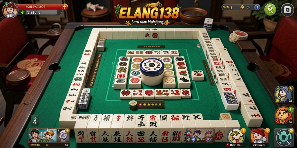 Tangkapan layar dari gameplay menantang ELANG138 Mahjong.