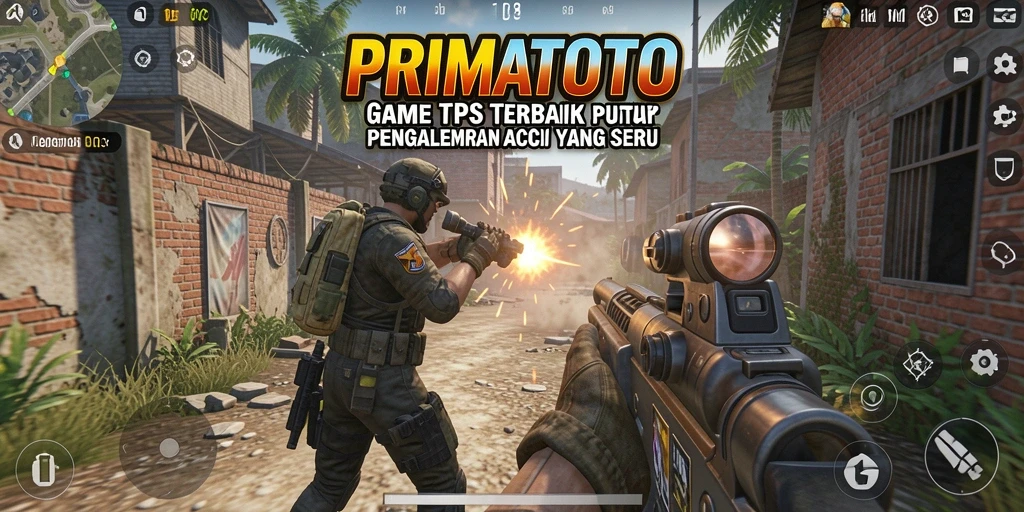 Screenshot gameplay PRIMATOTO menampilkan aksi seru dalam pertempuran TPS.
