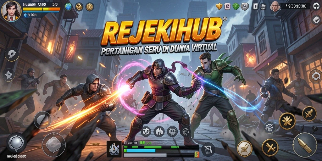Tampilan gameplay pertarungan yang intens di REJEKIHUB.