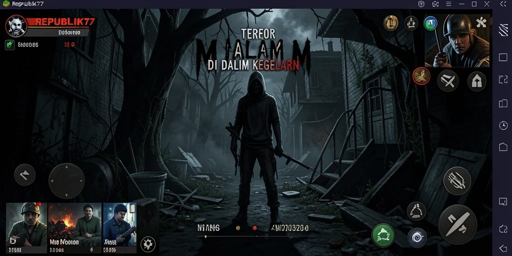 Tampilan gameplay menakutkan dari REPUBLIK77 dengan suasana Horror yang mencekam.