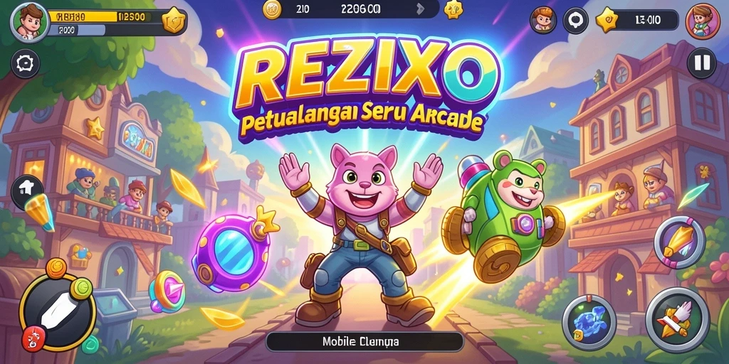 Tangkapan layar gameplay seru REZIXO menampilkan aksi Arcade.