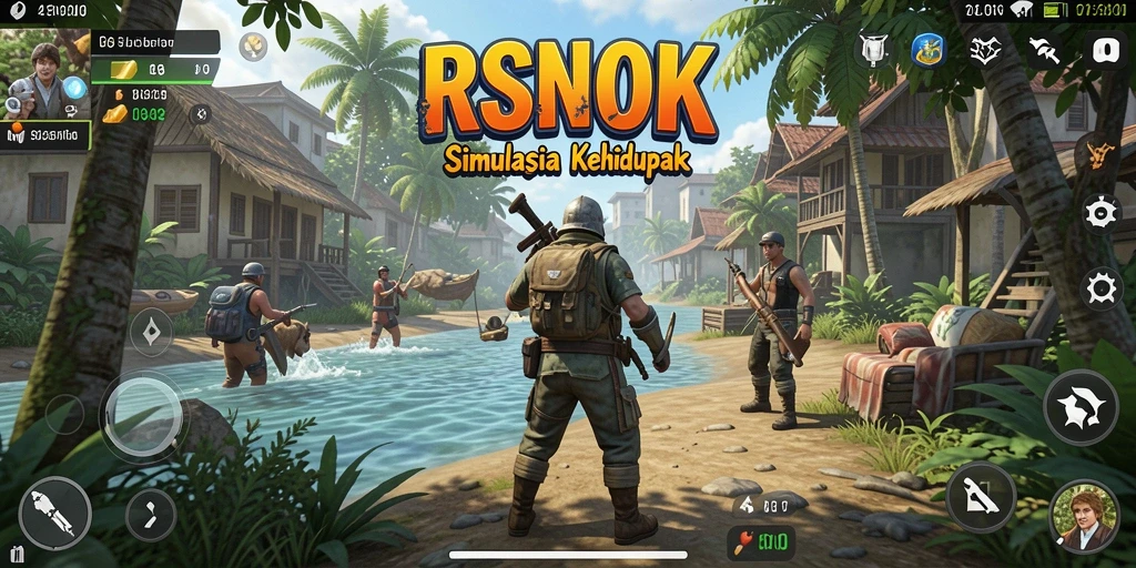 Tangkapan layar utama menunjukkan dunia gameplay RSNOK yang interaktif.