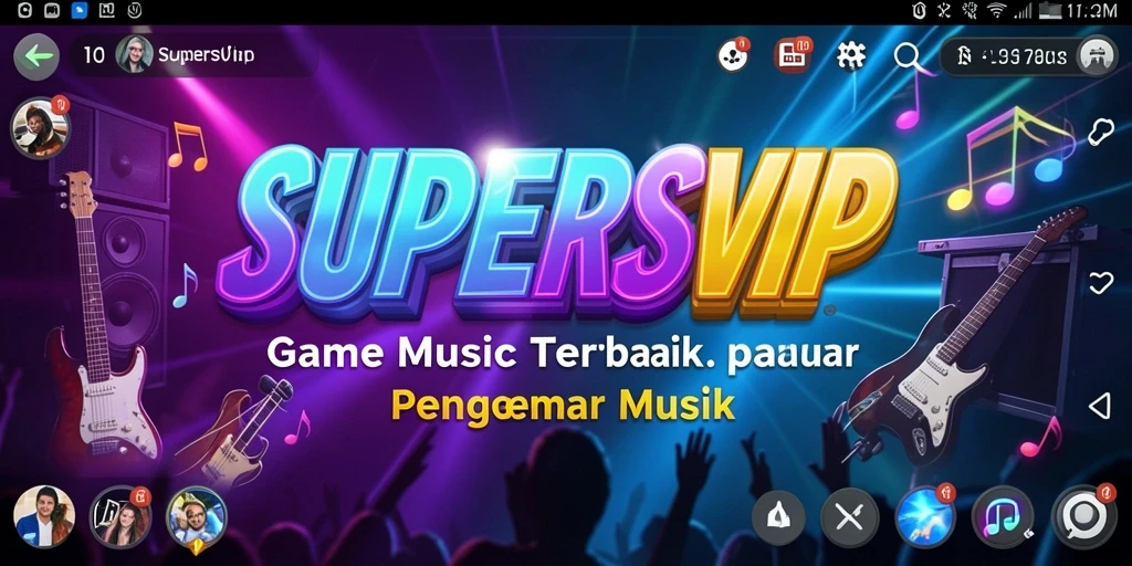 Tampilan gameplay menarik dalam SUPERSVIP dengan beragam musik.