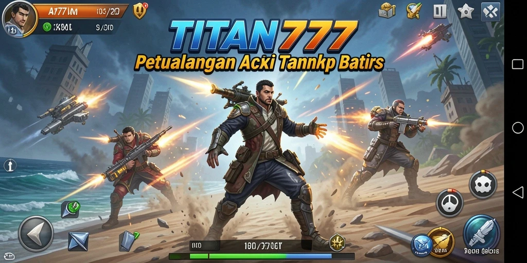 Tampilan menarik dari gameplay aksi TITAN777 yang seru dan mengasyikkan.
